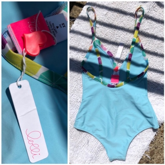 LOLLI Swim Tutti Frutti One Piece Swimsuit Blue Size XS - Picture 7 of 8